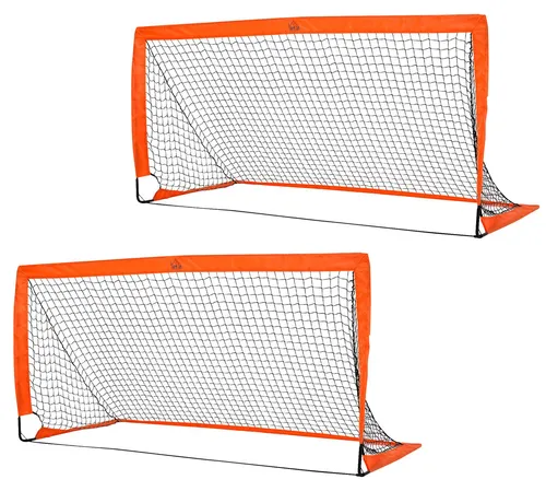 HOMCOM Faltbare Fußballtore 2er Set - Fußballtore aus robustem Metall und strapazierfähigem Oxfordstoff, ideal für Kinder und Outdoor-Aktivitäten. Tragbar und leicht zu transportieren für unvergesslichen Spielspaß überall!