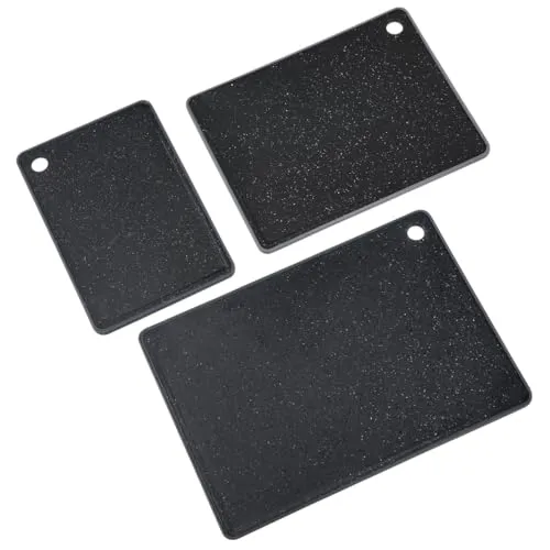 KESPER | 3er Set Schneidebrett, Material: Kunststoff PP, Maße: 36 x 26 x 0,9 cm, Farbe: Schwarz, Grau | 30940