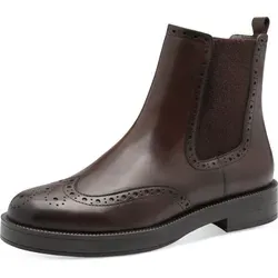 TAMARIS Chelseaboots für Damen, Gr. 39, dunkelbraun - Elegante Chelseaboots aus Leder mit klassischem Design und komfortablem Blockabsatz für stilvolle Business-Outfits.