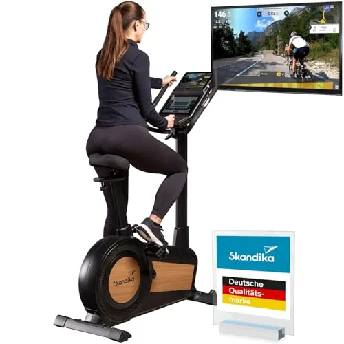 Skandika Ergometer Cykling P15 Touchscreen | Heimtrainer Fahrrad mit LCD Touch Display, vorinstallierte Apps, 28 Programme, Magnetbremse 32 Stufen, Kinomap App kompatibel, Indoor Bike bis 150 kg