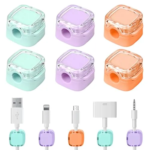 6er-Pack Kabelhalter, Kabel-Organizer, magnetischer Kabelhalter, ladekabel organizer, kabelmanagement, Desktop-selbstklebender Kabel-Organizer für Schreibtisch, Nachttisch