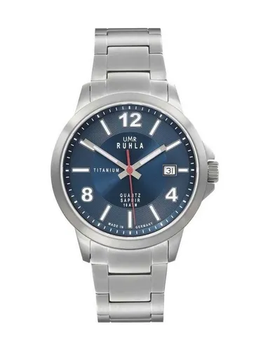 UMR Ruhla Quarzuhr Titan Herrenuhr 32001 mit Saphirglas - Elegante Titan-Herrenuhr mit Quarz-Antrieb und nachleuchtenden Indexen. Wasserdicht bis 10 atm, ideal für den täglichen Einsatz. Hergestellt in Deutschland, vereint Qualität und Stil.