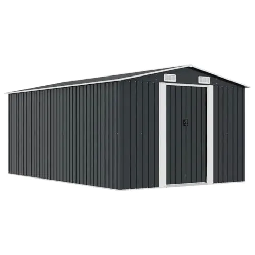 vidaXL Geräteschuppen 257x392x181cm aus Metall - Gerätehäuser mit hervorragender Belüftung und robustem Design, ideal für die sichere Aufbewahrung von Werkzeugen und Gartenmöbeln.
