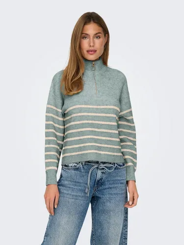 ONLY Hellblauer Pullover - XS mit Stehkragen - Stylischer Pullover mit engmaschigem Strickmuster und lockerem Schnitt. Ideal für einen lässigen Look, perfekt für jeden Tag.