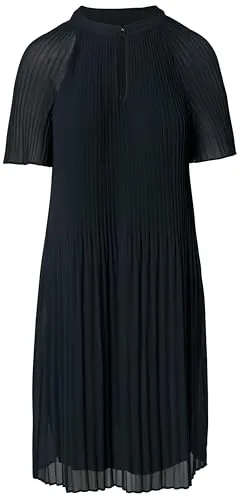 Comma Midikleid aus Chiffon mit Plissee-Falten in Blau 44 - Elegantes Midikleid aus pflegeleichtem Chiffon mit stilvollen Plissee-Falten, ideal für besondere Anlässe oder den Alltag.