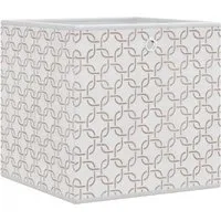 vidaXL Faltboxen 10 Stk. Creme 32x32x32 cm - Praktische faltbare Aufbewahrungsboxen aus strapazierfähigem Vlies, ideal zur Organisation von Kleidung, Spielzeug und mehr. Platzsparendes Design und praktische runde Ösen für einfachen Zugriff.