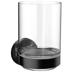 emco round Glashalter aus Kristallglas - Schwarz - Seifenschalen & -spender, eleganter Glashalter aus hochwertigem Kristallglas für stilvolle Handhygiene.