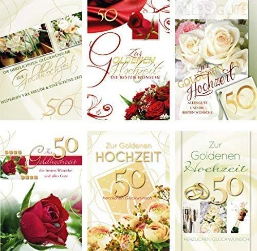 Preisjubel 100 Goldhochzeitskarten 72-1832, Glückwunschkarten zur Goldenen Hochzeit