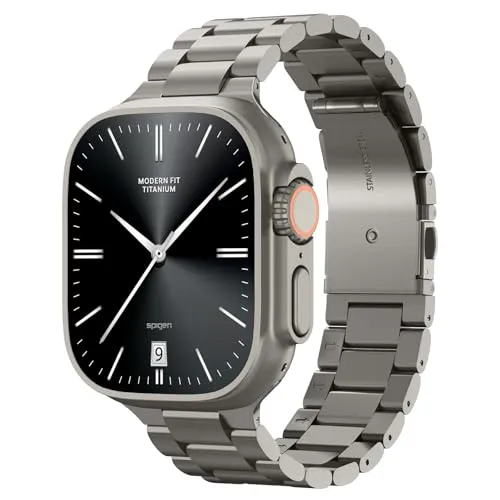 Spigen Modern Fit Titanium Armband für Apple Watch - Smartwatch Ersatzarmbänder aus hochwertigem Titan, langlebig und stilvoll. Verstellbares Design für optimalen Tragekomfort, passend für verschiedene Apple Watch Modelle.