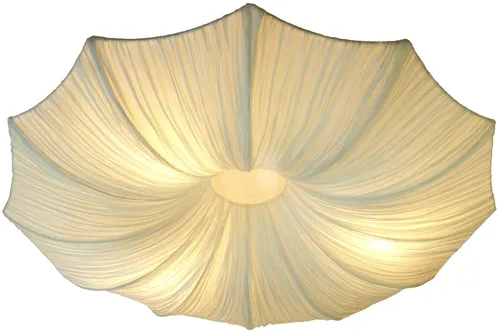 Handgefertigte Deckenlampe aus Bali – Ethno Design - Elegante Deckenleuchte aus Seidenstoff, ideal für Wohnräume. Mit Platz für 3 Leuchtmittel (nicht inkl.) und fair gehandelt. Größe: 80x80x22 cm.