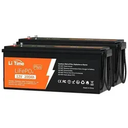 2x LiFePO4 12V 200Ah Plus Lithium Batterie mit 200A BMS - Hochleistungs-Solarbatterie für Wohnmobile und netzunabhängige Systeme: 200A BMS, 2560W Dauerlast und bis zu 15.000 Zyklen. Leicht und kompakt, ideal für effiziente Energieversorgung.