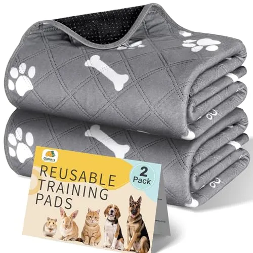 Gimars 2er 60×50 cm Extra Saugstark und Dick Welpenunterlagen waschbar Wiederverwendbare Hundetrainingspads Auslaufsicher und rutschfest Puppy Pads für Welpentraining Hunde Katzen Kaninchen