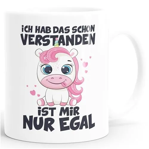 MoonWorks® Kaffee-Tasse Einhorn Ich hab das schon verstanden es ist mir nur egal Bürotasse Kein Bock lustige Kaffeebecher Weiss standard