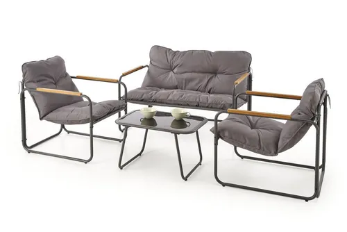 designimpex Garten-Essgruppe HGA-222 – Braun/Grau - Stylische Garten-Essgruppe aus Metall, rechteckiger Tisch mit kompakten Maßen (61x75x68 cm). Ideal für entspannte Stunden im Freien. Lieferung zerlegt für einfache Montage.