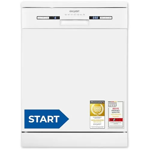 Exquisit Geschirrspüler GSP9313-030E - 60 cm, 13 Maßgedecke - Geschirrspüler mit 7 Spülprogrammen, inklusive ECO-Modus und Intensivprogramm für perfekte Reinigung. Ideal für Haushalte mit 3-5 Personen.