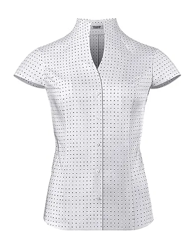 Vincenzo Boretti Bluse - Modern-Fit Kurzarm mit Kelchkragen - Blusen & Tuniken für Damen, bügelleicht und knitterarm aus 100% Baumwolle, ideal für einen gepflegten Look im Alltag.