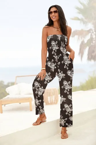 LASCANA Bandeauoverall mit Raffung am Oberteil und floralem Allover-Print