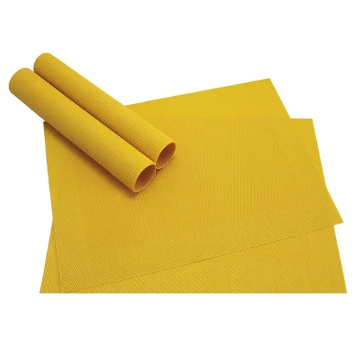 matches21 HOME & HOBBY Platzset Tischset BORDA 4er Gelb Tischunterlage als Tischdeko, (4-St), modernes Esstisch Platzdeckchen als abwaschbarer Tischuntersetzer