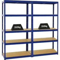 PROREGAL® Schwerlastregal MegaDeal 2x Slim Elephant 180x90x45cm - Schwerlastregale im Spar-Set mit 5 höhenverstellbaren Fachböden, belastbar bis 350 kg pro Ebene. Ideal für Werkstatt oder Garage, einfache Steckmontage ohne Werkzeug.