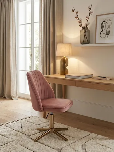 Rosa Samt Design Drehstuhl – Höhenverstellbar und Drehbar