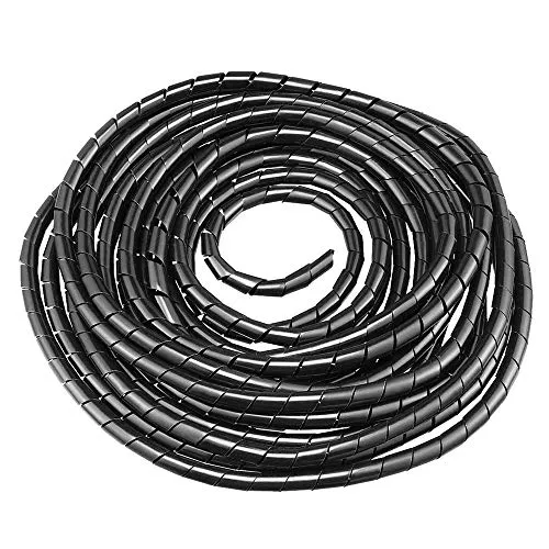 GTIWUNG Kabelschlauch Kabelspirale Spiralband Kabelschutz, Flexibler Spiralschlauch Kabelorganisation, Schwarz, 10mm Durchmesser und 9m Länge