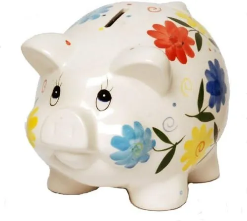 Porzellan Sparschwein 18cm Schloss blau - Sparbüchsen aus hochwertigem Porzellan, 18 cm groß und mit einem eleganten Schloss-Design, perfekt zum Sparen und Dekorieren.