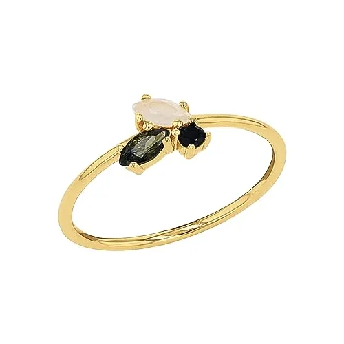 Amor Fingerring 2037257 - Eleganter Ring mit Zirkonia - Ringe aus 925er Sterlingsilber, vergoldet und mit funkelnden Glassteinen, ideal für festliche Anlässe oder als besonderes Geschenk zu Geburtstagen und Weihnachten.