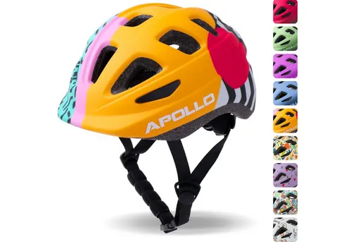 Apollo Kinder Fahrradhelm - Sicherer Multisport Helm für Kinder - Fahrradhelm für Kinder ab 3 Jahren, verstellbar von 48 bis 56 cm, mit trendigen Designs und 17 Belüftungslöchern für hohen Tragekomfort und Sicherheit beim Radfahren, Rollerfahren und mehr.
