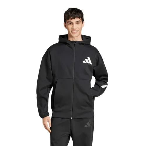 adidas New Z.N.E. Zip-Hoodie - Kapuzenpullover für Herren aus recyceltem Polyester, mit durchgehendem Reißverschluss und praktischen Reißverschlusstaschen für optimalen Komfort.