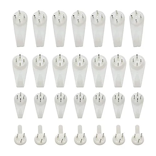 80pcs Picture Hooks for Hard Wall Picture Hanging Kit Non-Trace Hard Wall Hanger Hook White Picture Hanger Set