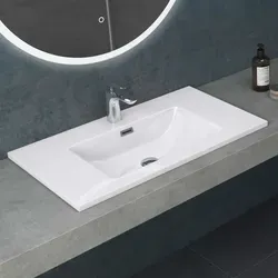 Mai & Mai Einbauwaschbecken Col02-800, 80x48cm - Waschbecken aus robustem Gussmarmor, modern und elegant, leicht zu reinigen – ideal für Ihr Badezimmer.