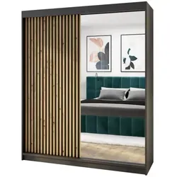 Schwebetürenschrank MIT 2-türig 160 cm mit Spiegel - Schwebetürenschrank in modernem Design mit hochwertigem Aluminium-Schiebetürsystem und robusten Materialien für Langlebigkeit. Ideal für stilvolle und praktische Aufbewahrung.