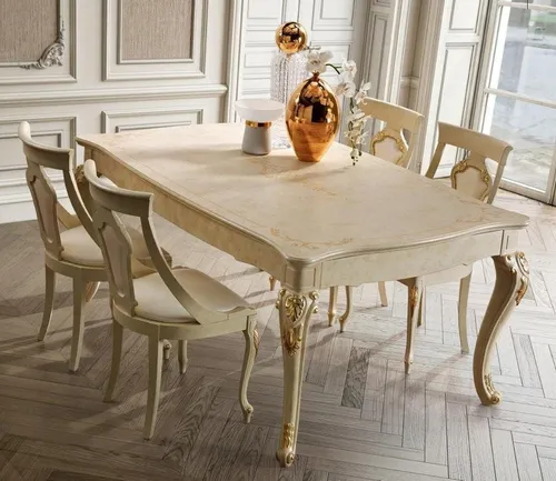 Ausziehbarer Esstisch im klassischen Design aus Holz - Eleganter Esstisch für bis zu 8 Personen, ausziehbar von 220 cm auf 310 cm. Ideal für gesellige Abende im Esszimmer. Robuste Holzqualität und zeitloses Art-déco-Design.