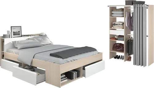 Parisot Schlafzimmer-Set Most 42, 2-tlg. Stauraumbett & Mehrzweckschrank - Praktisches 2-teiliges Schlafzimmer-Set mit Stauraumbett und Mehrzweckschrank. Ideal für optimalen Stauraum und eine stilvolle Einrichtung. Pflegeleichte Materialien und einfache Selbstmontage.