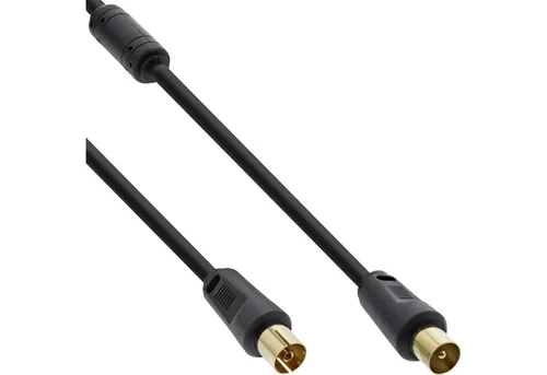 Inline InLine® Antennenkabel, 2x geschirmt, mit Filter, >85dB, schwarz, 1m SAT-Kabel