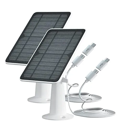 5W Solarpanel für drahtlose Überwachungskamera im Freien, IP65 wasserdichte Solarstromversorgung für Sicherheit Batteriekamera, Micro USB-Solarpanel, 360 ° einstellbare Montagehalterung, 2 Pack