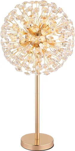 KATRINA Tischlampe - 8-Flammig Kristall Leuchte in Gold - Tischleuchten mit luxuriösem Design: Die KATRINA Tischlampe kombiniert goldfarbenes Metall und klare K9 Kristalle, sorgt für warmweißes Licht und schafft eine gemütliche Atmosphäre in Wohn- und Schlafzimmer.