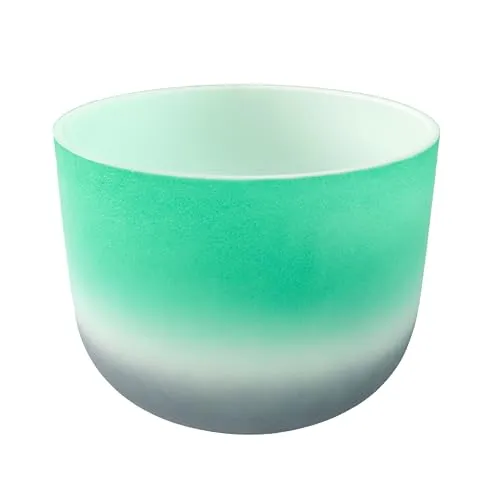 Fame Crystal Singing Bowl, 11 Zoll, Grün F4 432 Hz, Quarz, Herzchakra, Langes Sustain, Inklusive Tasche, Schlägel, Silikonring