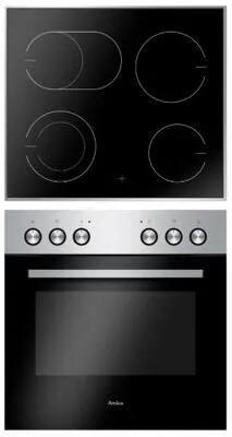 Amica EHC 933 011 E Einbauherd-Set mit Glaskeramikkochfeld - Herdset mit 65 L Volumen, SteamClean-Funktion und CoolDoor3-Technologie für sichere Nutzung. Modernes Design in Edelstahl.
