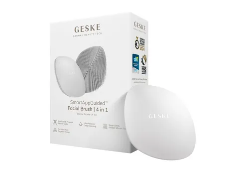 GESKE German Beauty Tech Elektrische Gesichtsreinigungsbürste SmartAppGuided™ Facial Brush 4 in 1, Packung, 1-tlg., inkl. kostenloser APP (SmartAppGuided Device), Mit der GESKE App erhältst Du deine personalisierte Hautpflegeroutine.