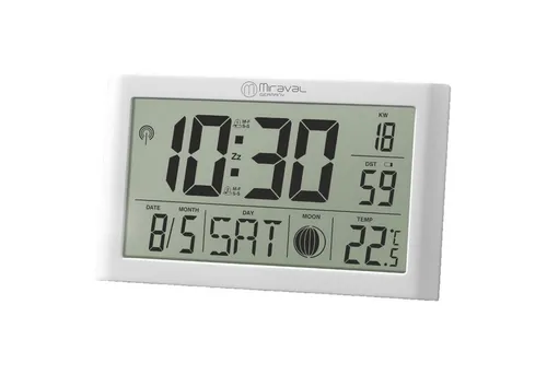Miraval Digitale LCD Wanduhr mit Temperaturanzeige - Moderne Wanduhren mit DCF77 Funktechnologie und 7-sprachiger Datumsanzeige, ideal für jeden Raum.