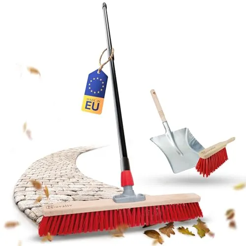 Novaliv Straßenbesen Set 80 cm mit Teleskopstiel in rot von Novaliv