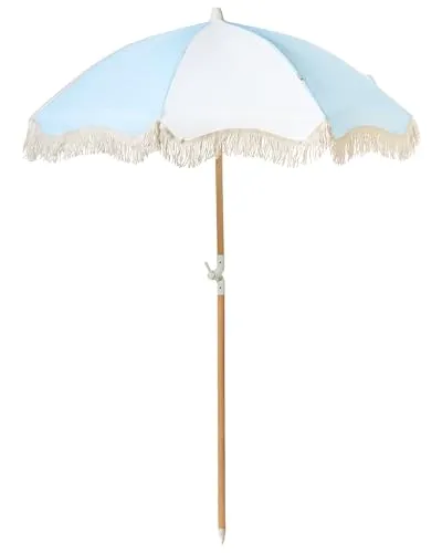 BELIANI Sonnenschirm Hellblau 150 cm mit Volant in blau von Beliani