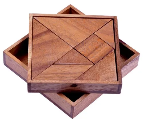 Logoplay Tangram Quadrat - Holzspielzeug Knobelspiel mit 7 Legesteinen - Klassisches Tangram-Spiel mit 7 Holzbausteinen für kreative Figuren. Stabiler Holzkasten zur Aufbewahrung, ideal für Kinder ab 6 Jahren. Fördert Geduld und Konzentration.