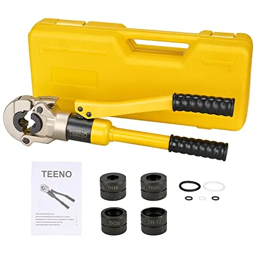 TEENO Presszange TH-Kontur(100kn),Rohrpresszange Crimpzangen Verwendet für Aluminiumkunststoffrohre, Edelstahlrohre, Fittings: TH16, TH20, TH26, TH32 (Crimpen TH16-32)