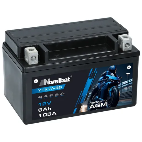 Novelbat 12V 6Ah AGM YTX7A-BS Motorradbatterie