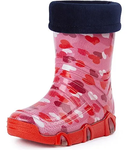 Ladeheid Gummistiefel gefüttert Swk 03 für Kinder (Rosa Herz, 31/32 EU) - Gummistiefel für Kinder, gefüttert und ideal für kalte Tage! Halten die Füße warm und trocken bei Regen und Schnee – perfekt für jedes Abenteuer!