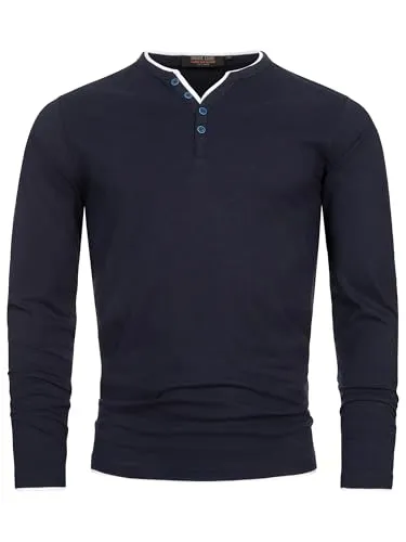 Indicode Herren INColeson Langarmshirt aus 100% Baumwolle | Langarm Longsleeve Shirt Männer Sky Captain, M