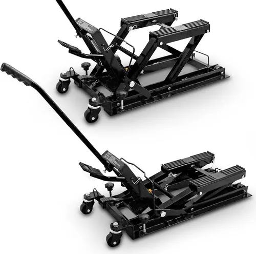 Bituxx Motorradheber MS-17320 - Hydraulischer Montageständer für Motorräder - Wagenheber mit einer maximalen Belastung von 680 kg, ideal für Reparaturen an Motorrädern und schweren Teilen. Flexibel durch Lenkrollen und einfach zu bedienen mit Hydraulikpumpe.