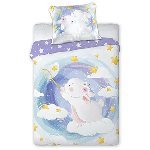Unbekannt Baby Bettwäsche mit Häschen 100x135 cm 100% Baumwolle